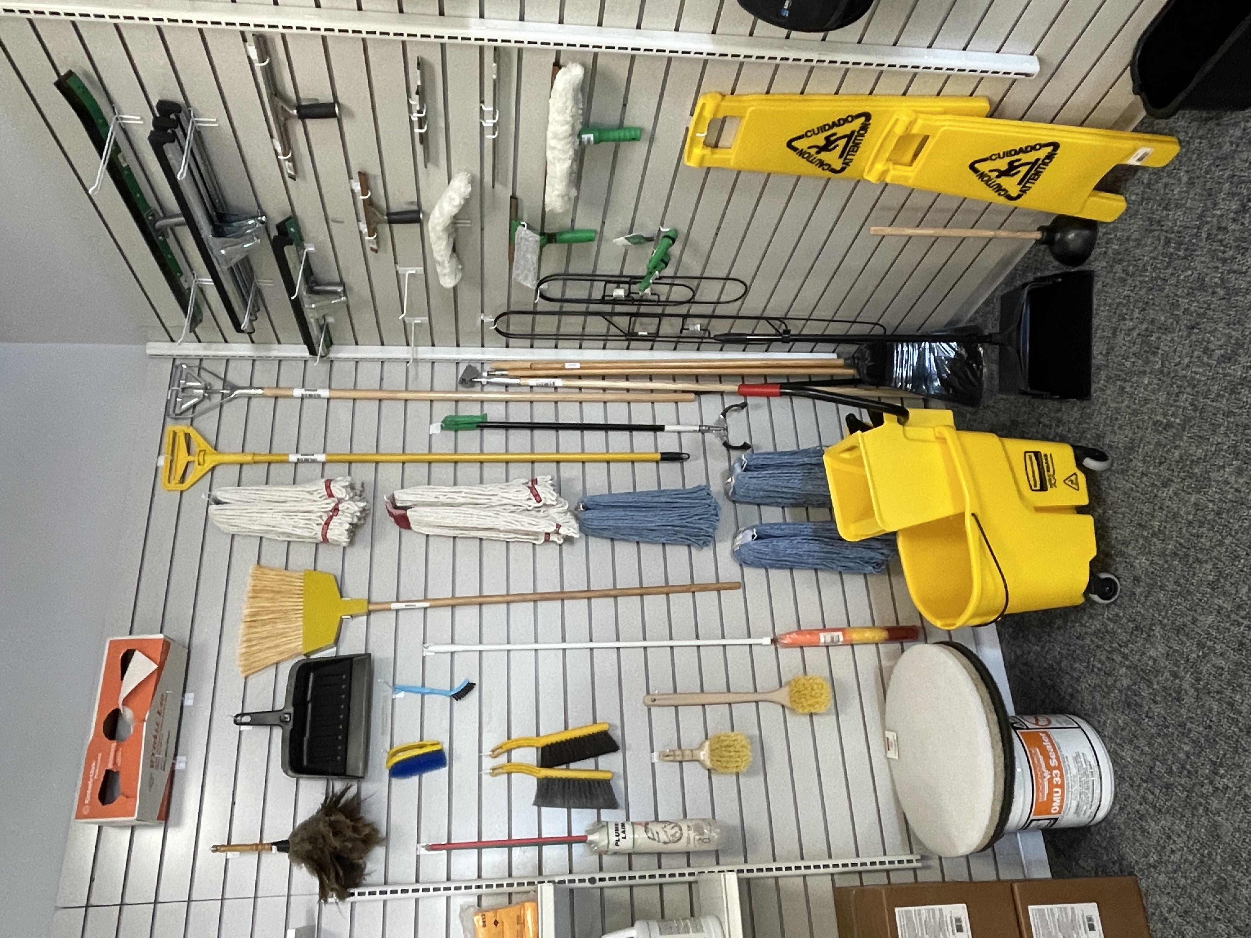 Picture of janitorial products in the store